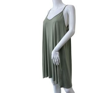Doubllju Sage Green Sleeveless Slip Dress, Large
